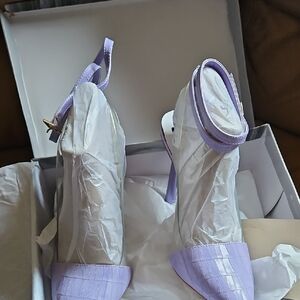 Jennifer Lopez Lilac Pointed-Toe Ankle-Strap High Heels